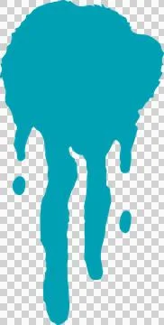 Teal paint drip shape is flowing in flat design, showing liquid splash on Stock Illustration