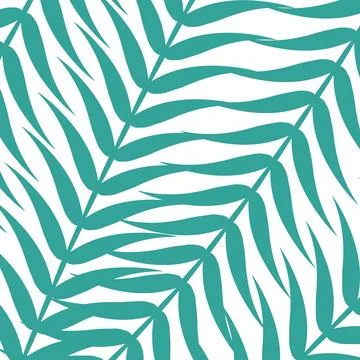 Teal Palm Leaf Fronds on White Background Stock Illustration