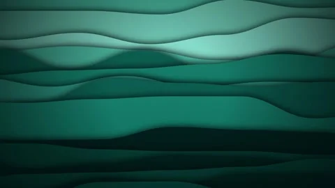Teal papercut layers form stylized rolling hills in a minimalist design Stock Footage 342216800