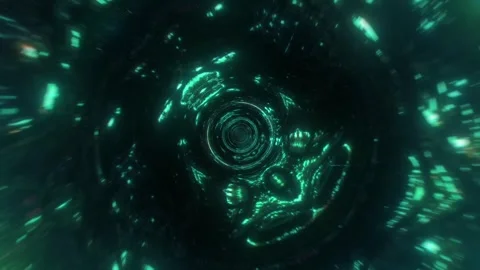 Teal Particle Tunnel VJ Loop Stock Footage 330007226