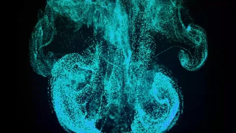 Teal Particle Wave Effect Abstract Motion Flow in Neon Dust Animation Stock Footage 319791484