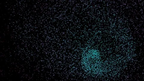 Teal particles swirling in dark space with subtle motion and glowing accent.. Stock Footage 343420117