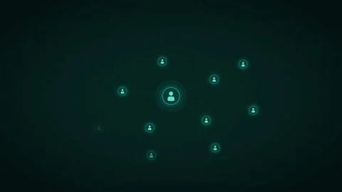 Teal People Orbit Rings Team Structure Glow 4K Loop Stock Footage 342603982