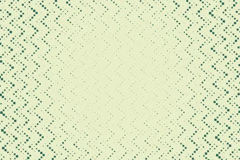 Teal pixel waves gather along the sides of a pale green field and fade towa.. Stock Illustration