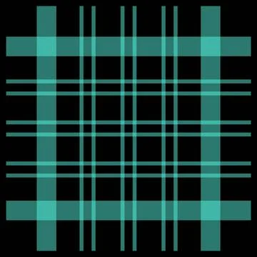 Teal plaid pattern on black background, textile design Stock Illustration