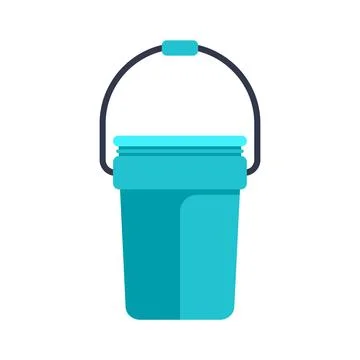 Teal plastic bucket with handle for cleaning Illustration