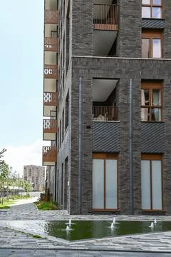Teal point modern accommodation homes along the River Roding Stock Photos