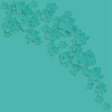 Teal Puzzles Pieces - Vector Smoke Jigsaw Stock Illustration