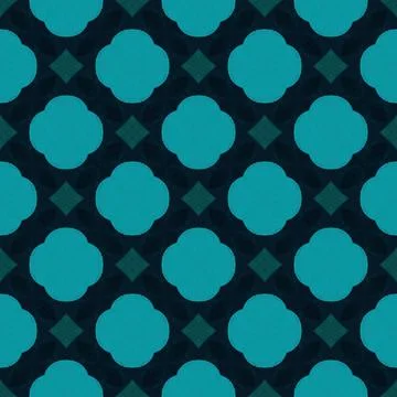 Teal Quatrefoil Pattern Seamless Background Pattern Stock Illustration