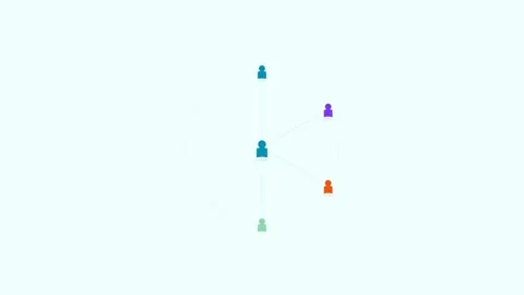 Teal Radial Team Structure Circle Flat Design Animation Loop Stock Footage 342606897