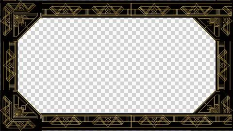 Teal rectangular panel is being framed by gold geometric Art Deco border on Illustrazione stock