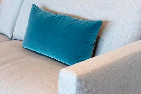 Teal Rectangular Pillow on Couch Stock Photos