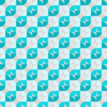 Teal repeat circle background with abstract geometric seamless textured patte Stock Illustration