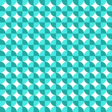 Teal repeat circle background with abstract geometric seamless textured patte Stock Illustration