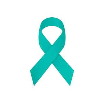 Teal ribbon awareness on a white background. Symbolic Post Traumatic Stress D Illustrazione stock