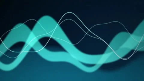 Teal ribbon wave sound frequency seamless loop motion background Stock Footage 343799472