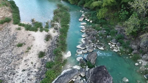 Teal River Drone View in Late Afternoon Light Stock Footage 339117942