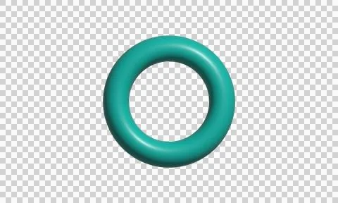 Teal rubber O-ring isolated on white. Industrial sealing gasket for mechani.. Stock Illustration