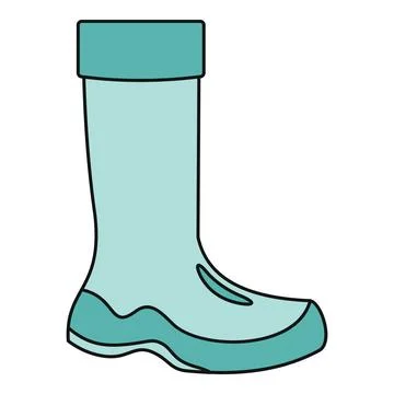 Teal rubber rain boot for wet weather protection Stock Illustration