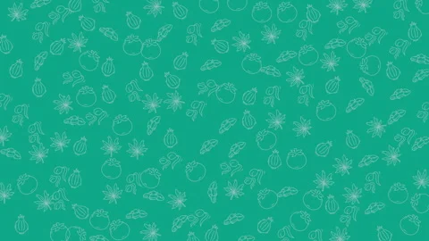 Teal seamless hand drawn botanical pattern with citrus leaves and berries Stockbeeldmateriaal 333053149