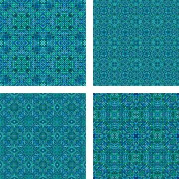 Teal seamless mosaic pattern set Stock Illustration