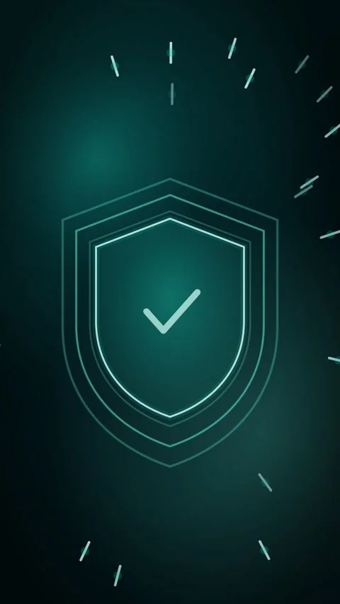 Teal Shield Deflecting Incoming Threats Vertical Seamless Loop Animated Stock Footage 344007309