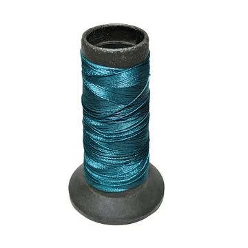 Teal Silk Thread Spool on White Background 스톡 사진