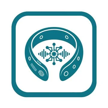 Teal smart band icon with digital pulse waves for fitness. Stock Illustration