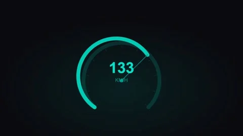 Teal speedometer gauge displaying performance metrics. Professional motion Stock Footage 342625764
