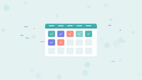 Teal Sprint Calendar Flat Design Seamless Loop Animated Background For Agile Stock Footage 342457854