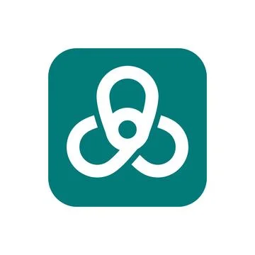 Teal square icon with white abstract symbol, modern design element. Stock Illustration