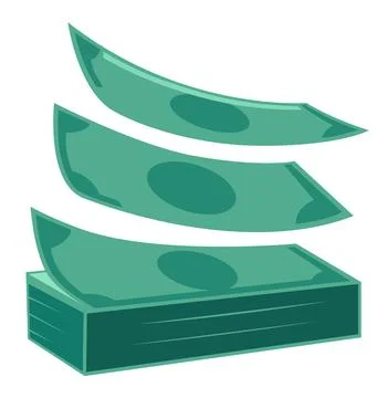 Teal Stack of Paper Money with Floating Banknotes Stock-Illustration