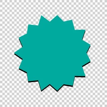 Teal starburst shape. Abstract green burst icon. Stock Illustration