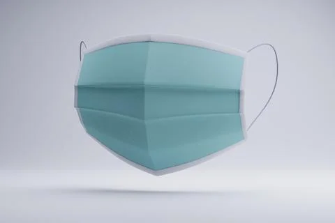 Teal surgical mask, floating, studio, white background, medical Stock Illustration