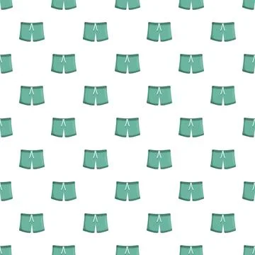 Teal swim shorts repeating pattern on white background Stock Illustration