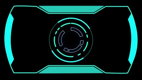 Teal system interface animation with moving data lines around glowing core,.. Stock Footage 337364565