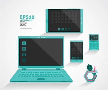 Teal Technology set Stock Illustration