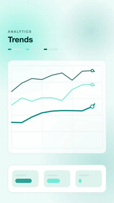 Teal Three Curves Drawing On A Grid Vertical Animated Background For Analytics Stock Footage 343855081