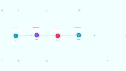 Teal Timeline Task Progress Complete Check Flat Design Loop Stock Footage 342606317
