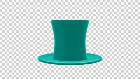 A teal top hat with a flat brim and curved sides on a transparent background Stock Illustration