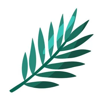 Teal Tropical Palm Leaf Flat Design Clipart 스톡 일러스트