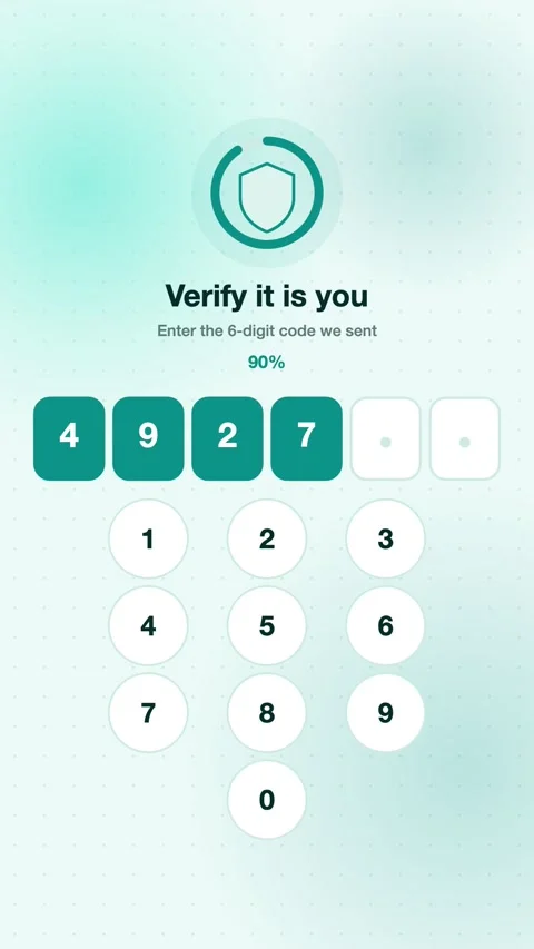 Teal Two-Factor Code Filling Box By Box Vertical Animated UI Background For 库存影片 343851709