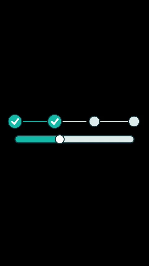 Teal UI progress bar animation, vertical 9:16, black background Stock Footage 346888313