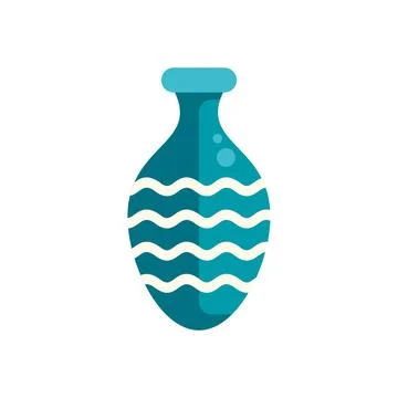 Teal vase with wave pattern flat icon design Illustrazione stock