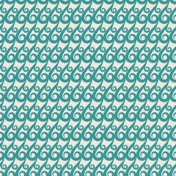 Teal vector swirls seamless pattern Stock Illustration