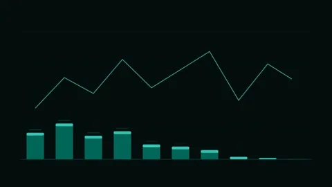 Teal Vertical Bar Chart Rise Animation Loop Background 库存影片 342611877