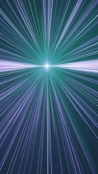 Teal, violet, and white rays explode from a brilliant center, forming an en.. Illustrazione stock