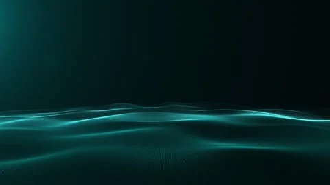 Teal wave space waves forming luminous waveform ripple oscillation across f.. Vídeo Stock 333693521