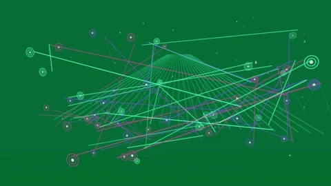 Teal wireframe being animated by neon lines appearing, forming dense lattice on Stock Footage 329548800