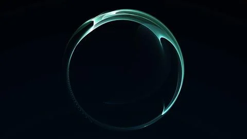 Teal wireframe energy sphere on black background with elegant futuristic or.. Illustrazione stock